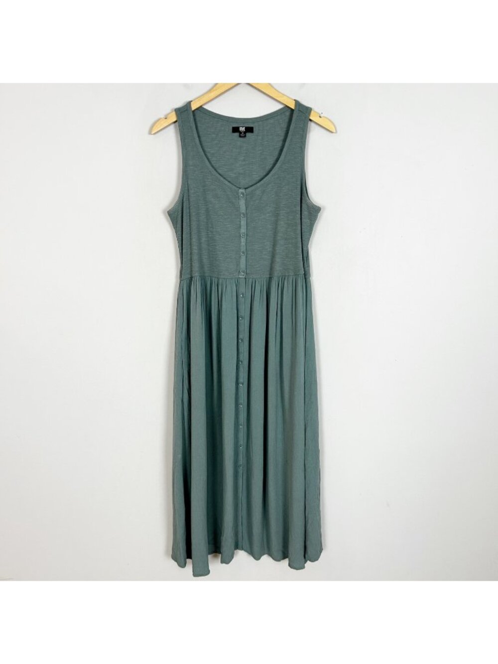 Frye Dusty Blue Tank Midi Dress‎ Button Front Spring Flowy Size Medium Women's